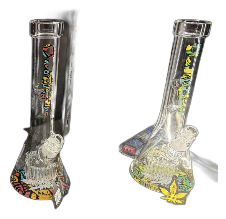 aLeaf graffiti print beakers with pillar percolators