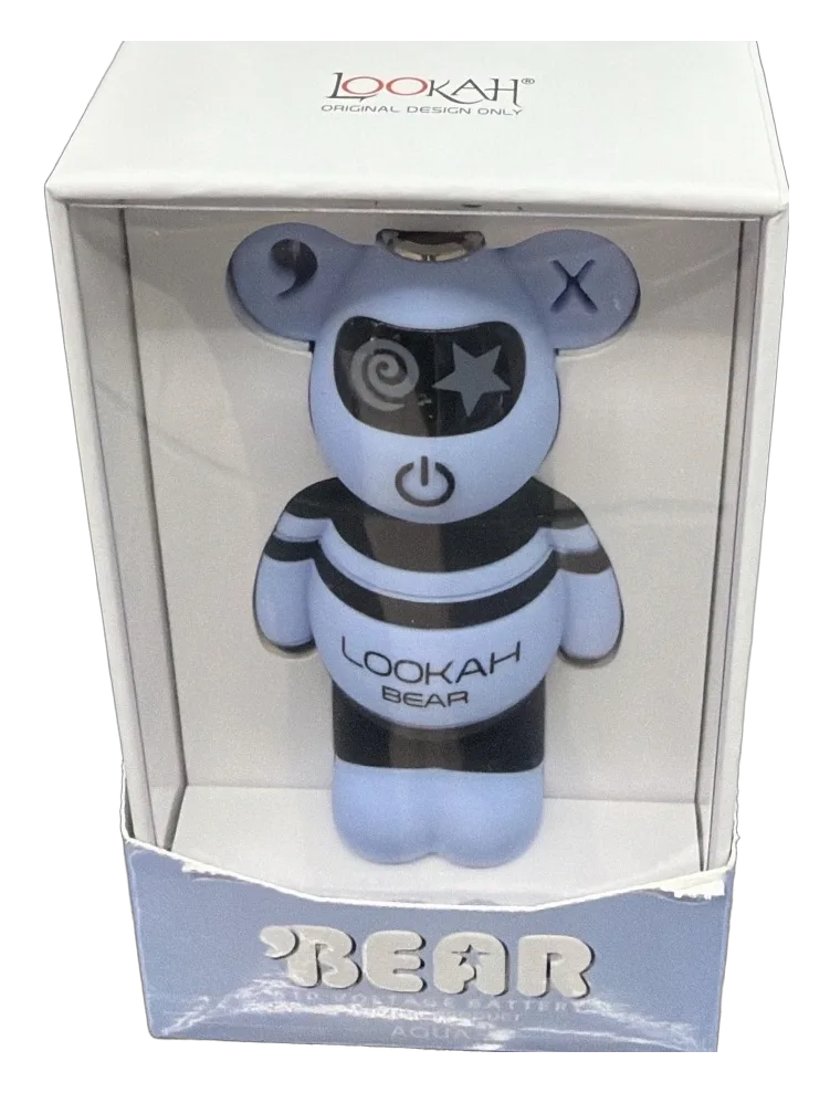 Lookah Bear 510 voltage battery in aqua, in its display box